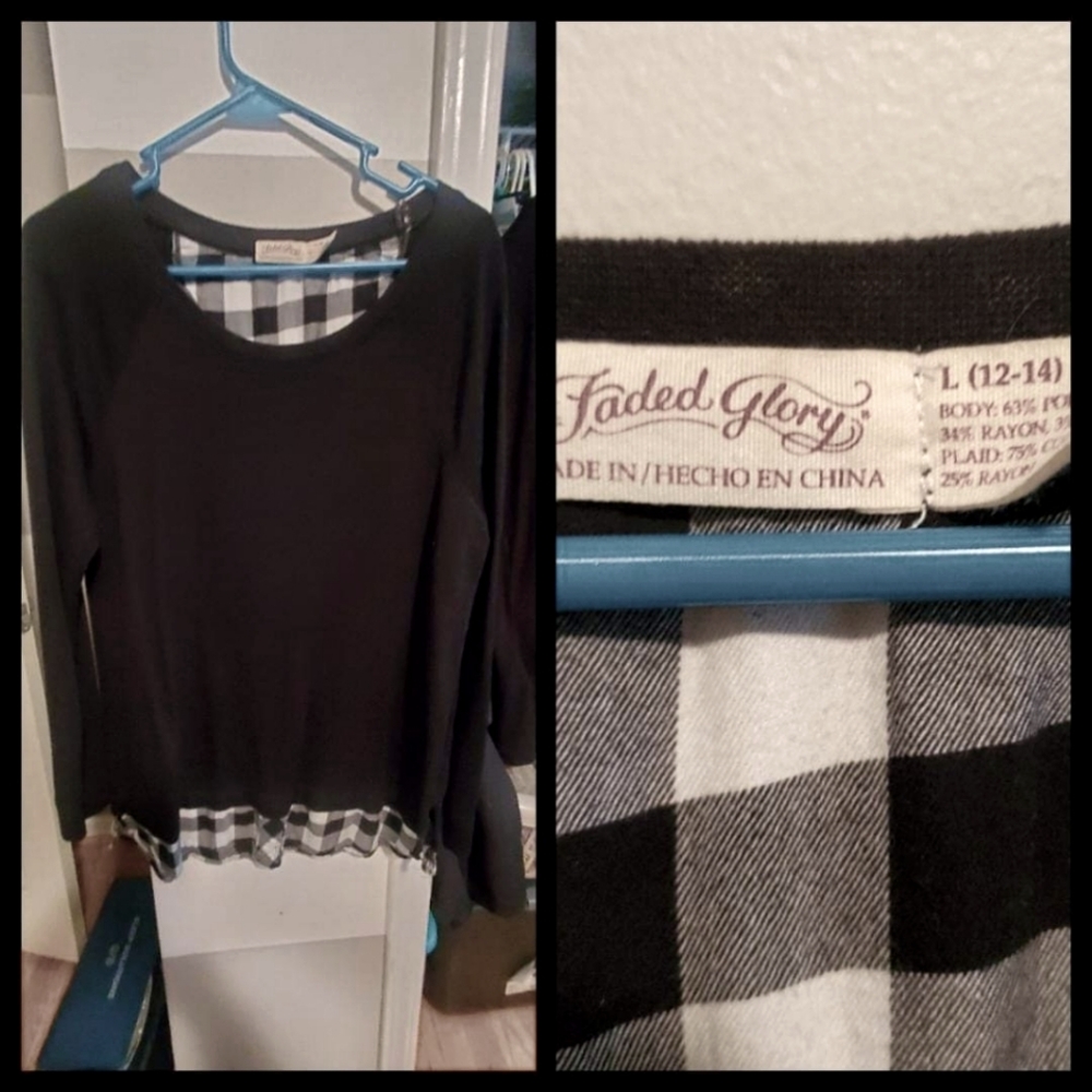Black Sweatshirt w/checked print